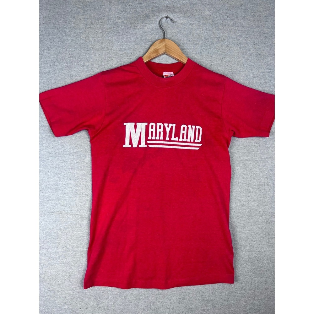 Vintage Signal Maryland T Shirt Red Youth Medium 10-12 Single Stitch 50/50 Tee - Picture 2 of 6